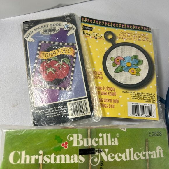 Mixed Needlepoint Craft Lot Kits Hoops Thread READ - Picture 2 of 10